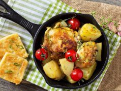 Блюдо из мяса, картошки и теста