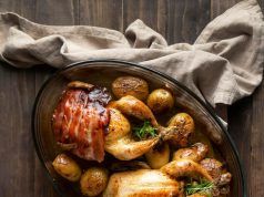 Куриная грудка с шампиньонами в духовке