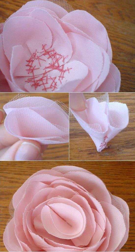 Как сделать розу из ткани на платье своими руками